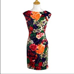 Ivy & Blu Maggy Boutique Floral Satin Sheath Dress Size 6